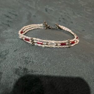 Elegant Red and Silver Beaded Necklace